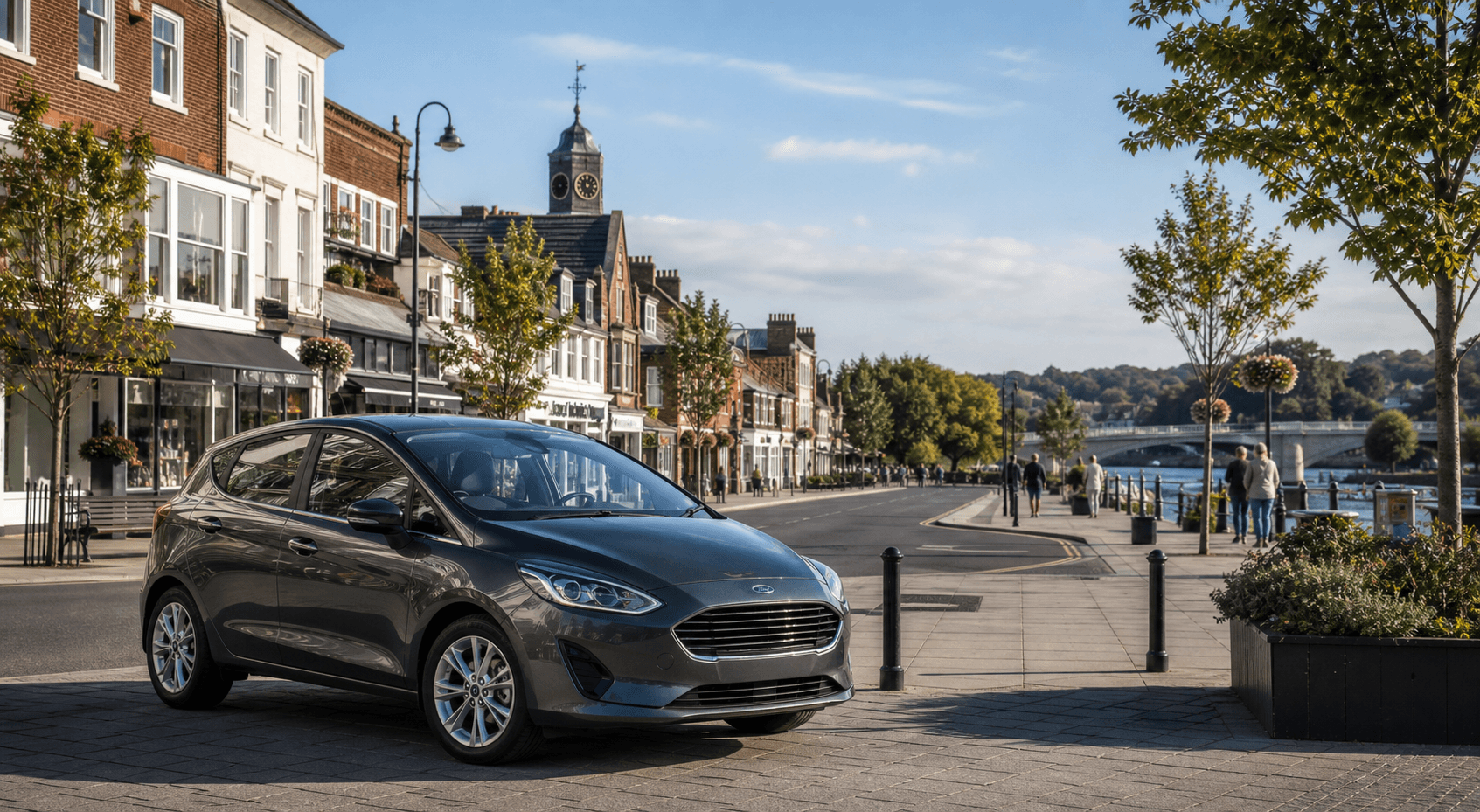 Compact hire car ready for practical travel around Crowthorne